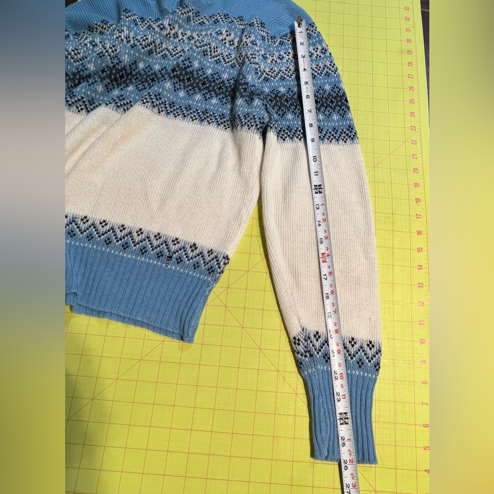VINTAGE 60s classic fair isle knit sweater mens ski lodge cabin Scandinavian 70s - Picture 7 of 9